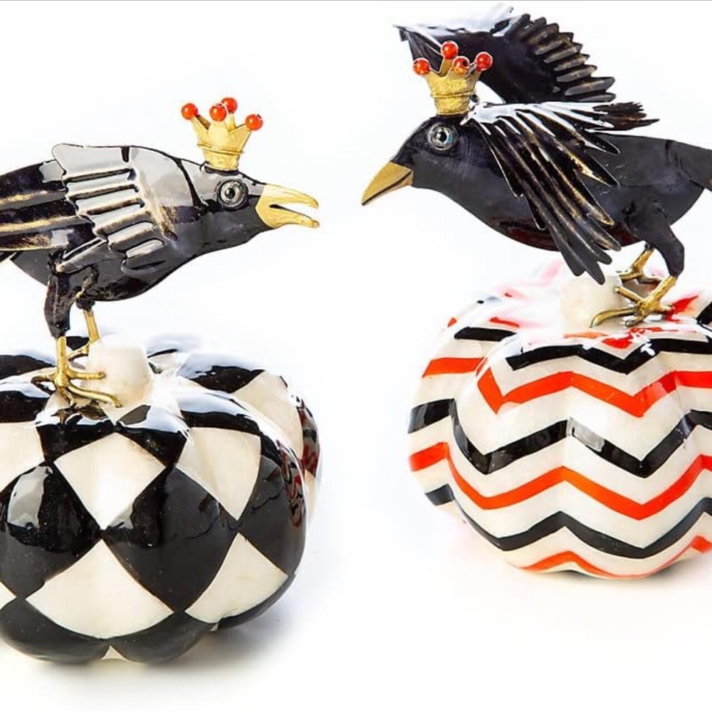 Mackenzie Childs Halloween Capiz Crows on Pumpkins